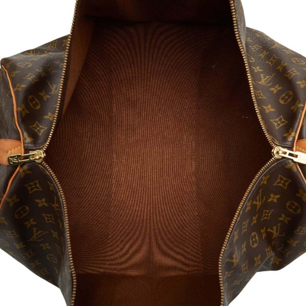 LOUIS VUITTON Authentic Brown Monogram Leather Keepall 60 Boston Bag - Picture 10 of 12
